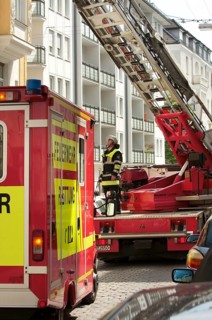 Fire brigade operation, Ohmstraße, Munich, Bavaria, Germany