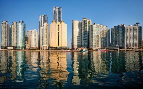 BUSAN, SOUTH KOREA, APRIL 13, 2017: Marine city expensive and prestigious residential area