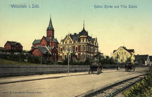 Historical postcard, picture postcard, Weissstein i.Schlesien, today Bialy Kamien in Poland,