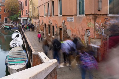Students on their way to school, Venice, Veneto, Italy