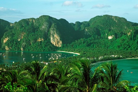 View of the island from the viewpoint one year in front of the tsunami, Ko Phi Phi Don, Thailand,