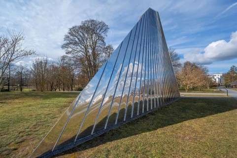 Modern church building, a sculpture in Hubland, new district on the site of the former American