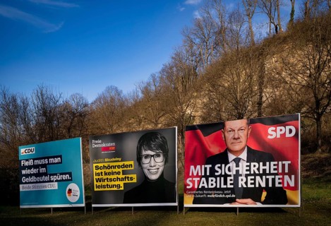 Election posters for the Bundestag election on 23 February 2025, CDU, Judith Skudelny, FDP, with