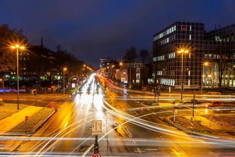 Bundesstrasse B224, Alfredstrasse, in Essen Rüttenscheid, evening rush hour traffic, this area