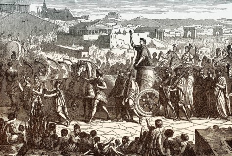 The triumphal parade of Publius Cornelius Scipio Africanus, 236–183 BC, Roman general