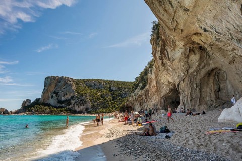 Rocky coast and beach, Cala Luna, Gulf of Orosei National Park, Parco Nazionale del Gennargentu e