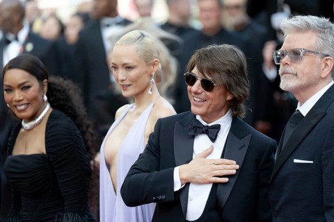 Cannes, France - 14.5.2024: Pom Klementieff, Tom Cruise and Christopher McQuarrie during the red