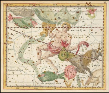 Zodiac signs Aquarius, Capricorn and the southern fish, star chart, universe, astrology, horoscope,