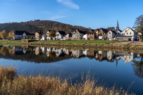 Bodenwerder and the Weser, Lower Saxony, Germany