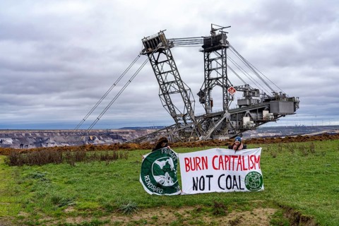 Opencast lignite mine Garzweiler 2, bucket wheel excavator 261 excavating the surface, at the rest