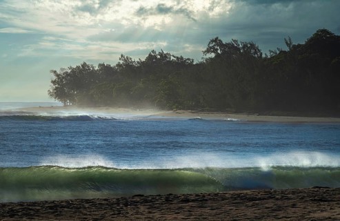 Beach and coastal forest with surf on the north-east coast of Madagascar