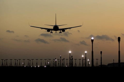 Boeing 737 commercial passenger airliner jet aircraft of Ryanair airways in flight on approach to