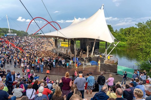 Concert in the Amphitheatre, Nordsternpark, on the Rhine-Herne Canal in Gelsenkirchen, North