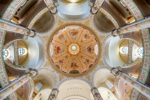 Baroque Protestant Lutheran Church of Our Lady, Interior view of the dome, Dresden, Saxony, Germany