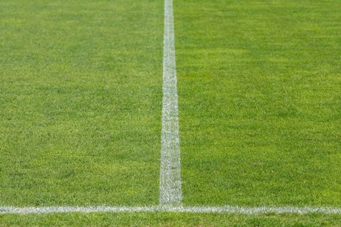 Middle and side lines at the football pitch in Lubin, Poland
