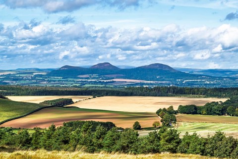 Scottish fields and farms, Southeast Scotland, UK