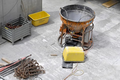 Concrete bucket construction site
