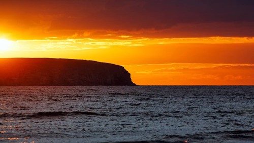 View of Lilla Karlsö island at sunset, limestone plateau, nature reserve, coastline, Djupvik,
