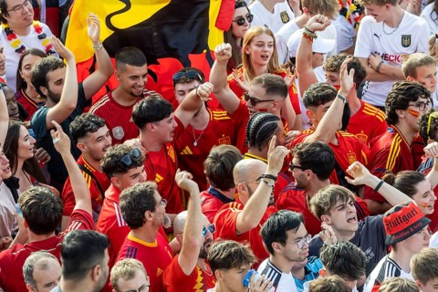 1 wins. UEFA European Football Championship. Stuttgart, Baden-Württemberg, public viewing in