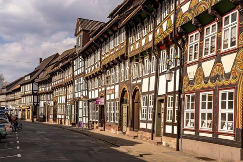 Row of half-timbered houses in Tiedexer Straße, Einbeck, district of Northeim, Lower Saxony,