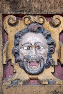 Carved figures, Old Latin School decorated with wood carvings, 17th century, Alfeld, Leine, Lower