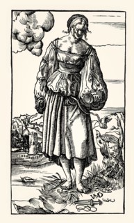 Young woman, series of foolish virgins, 1518, by Niklaus Manuel Deutsch, facsimile of the 19th