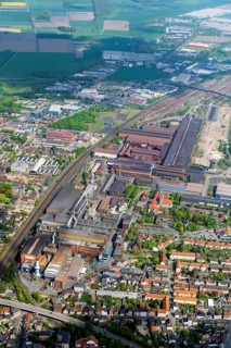 Aerial view, Peiner Träger GmbH, Salzgitter AG, steelworks, steel, smelter, industry, Träger,