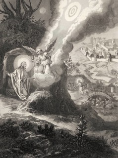 The Agony in the Garden of Gethsemane, New Testament, steel engraving 1853, digitally restored