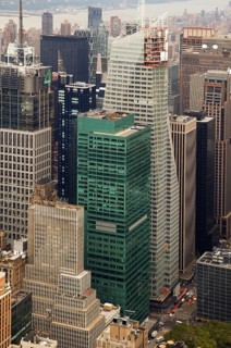 View from the Empire State Building to skyscrapers under construction, New York City, USA