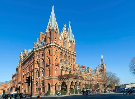 St Pancras Renaissance international railway station hotel, London, England, UK, Gothic Revival