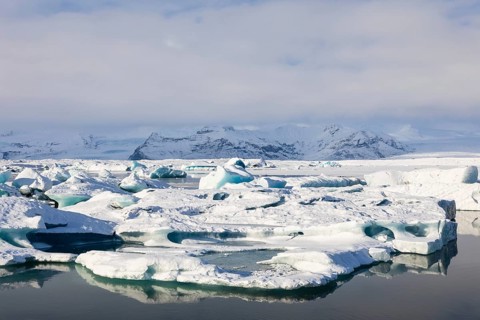 Glacier lagoon, glacial lake, glacier ice, water, snow, winter, Jökulsárlón, Iceland, Scandinavia