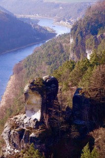 Elbe Sandstone Mountains, bastion area, winter, Saxony, Germany