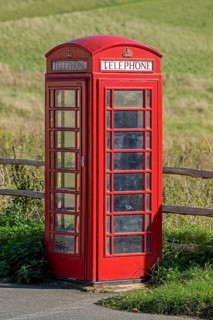 Traditional telephone cell, at Seven Sisters Country Park, South Downs, East Sussex, England,