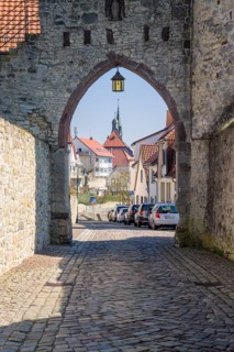 Sacktor, city gate, Sack tower, old town, Warburg, North Rhine-Westphalia, Germany