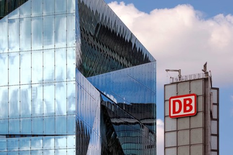 Cube Berlin and DB Logo, Washingtonplatz, Berlin, Germany