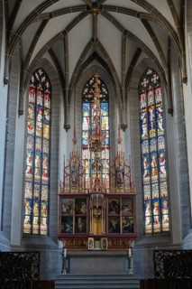 The neo-Gothic high altar in the Radolfzell Cathedral of Our Lady, Radolfzell am Lake Constance,