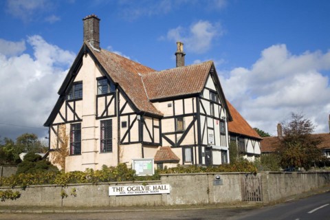 Ogilvie Hall mock Tudor bar and social club building, Thorpeness, Suffolk, England, United Kingdom