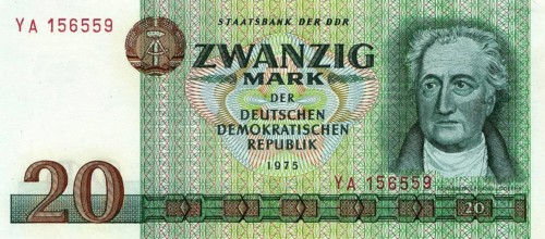 Banknote, 20 Mark, 1975, GDR, reproduction of a historical banknote