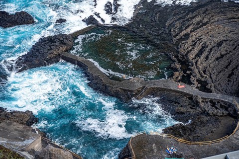 Natural swimming pool in the village of Pozo de las Calcosas, El Hierro, Canary Islands, Spain