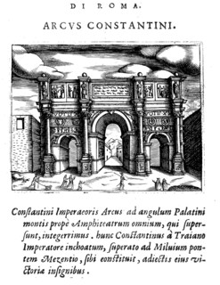 L'arco di constantino magno, Arch of Constantine, a three-towered triumphal arch in Rome, Italy,