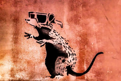 Banksy - Rat with 3D glasses, exhibition The World of Banksy