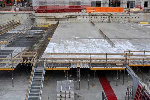 Large construction site for floor formwork
