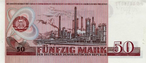 Banknote, banknote, 50 Deutsche Mark, reverse, 1971, GDR, reproduction of a historical banknote