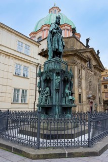 Charles IV Statue and St. Francis of Assisi Church, Charles square, Prague, Bohemia, Czech Republic