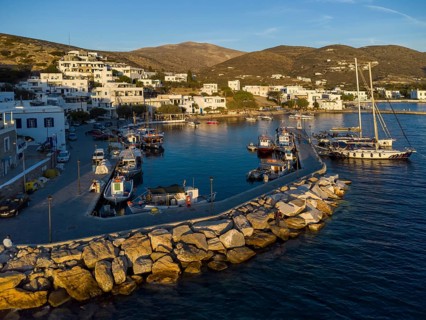 The small fishing harbour in Katapola, Amorgos, Cyclades, Greece