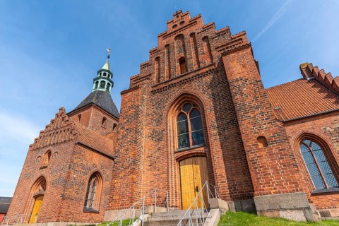 Svendborg Old Town, Vor Frue Kirke, Church of Our Lady, brick building, stepped gable, gothic