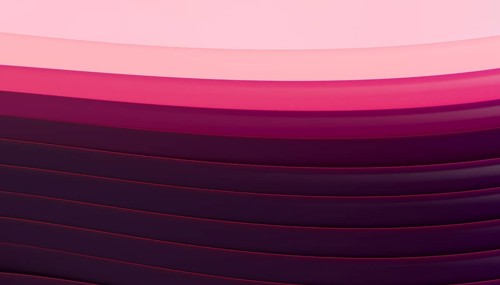 This 3D render features smooth, flowing waves in a gradient of pink to dark purple, creating a