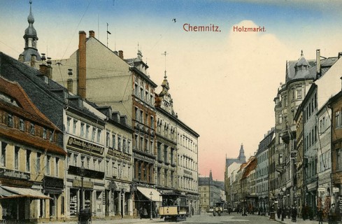 The timber market in Chemnitz, 1910, Saxony, Germany, digitally enhanced reproduction from a