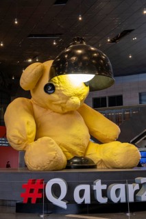 Sculpture Lamp Bear by urs fisherman, Duty free area, Hamad international airport, Doha, Qatar,