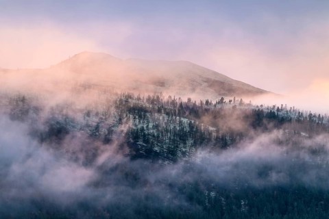 Evening fog in the mountains, Alvdal Vestfjell, Hedmark, Innlandet, Norway, October 2025